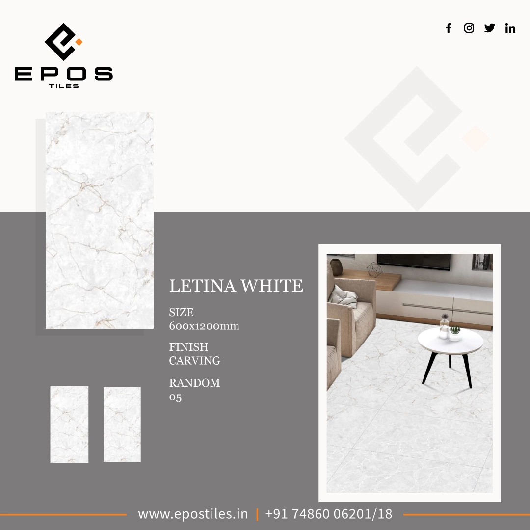 Letina White 600x1200mm Tiles