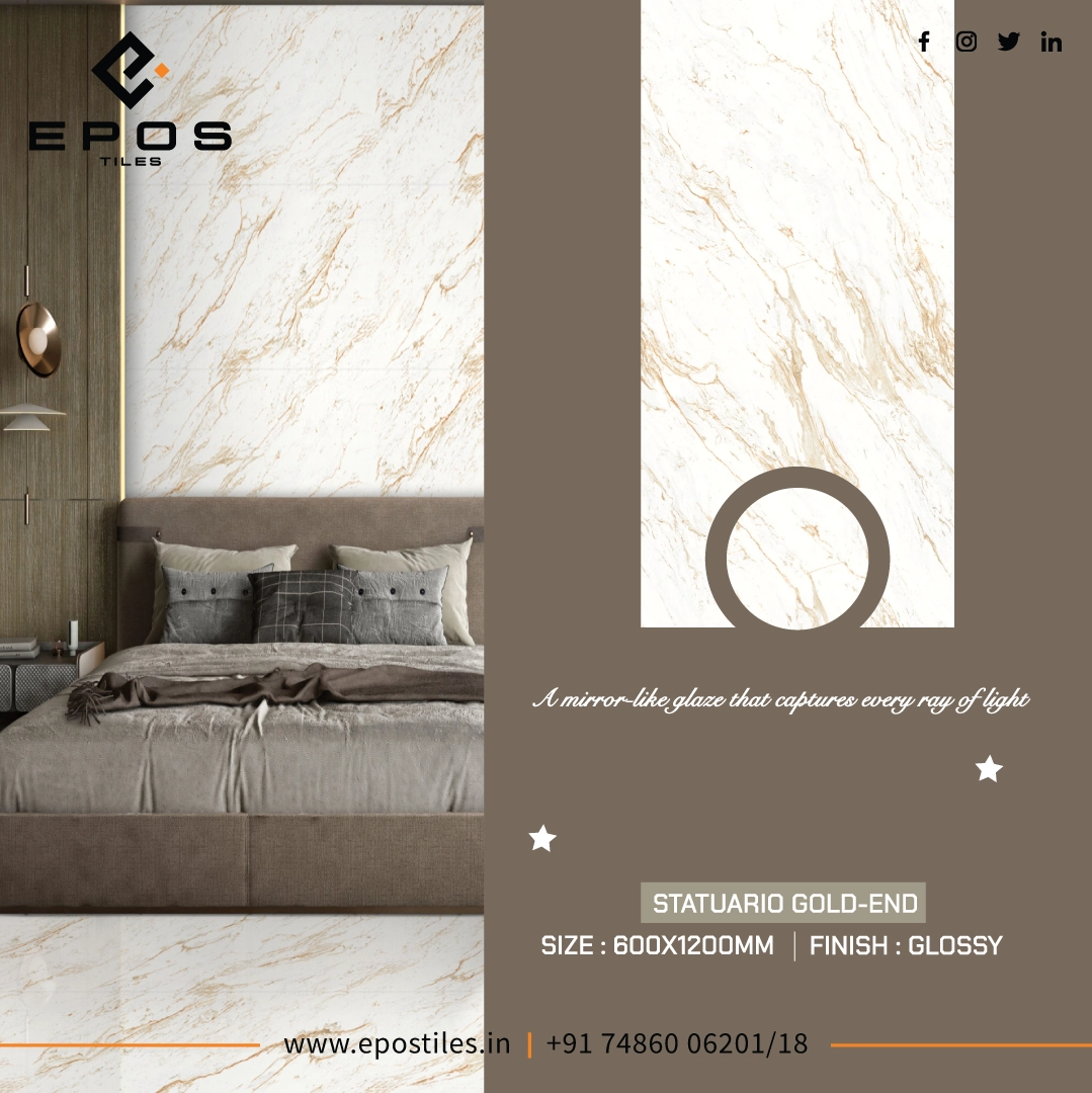 Glossy Statuario 600x1200mm Tiles - 
                                      Epos Tiles LLP
                                     