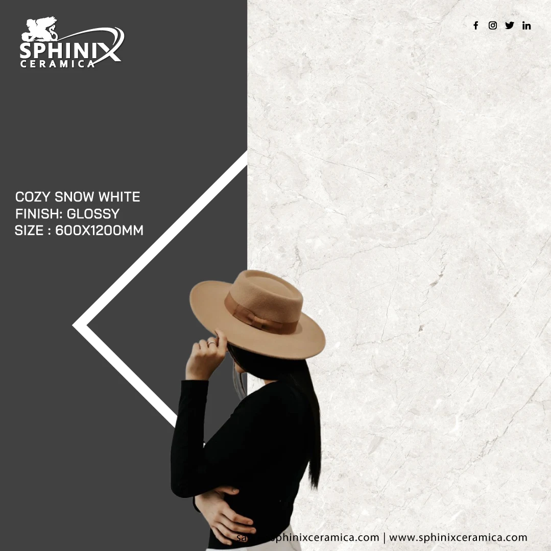 Cozy Snow White Glossy 600x1200mm Tiles - 
                                      Sphinix Ceramica
                                     