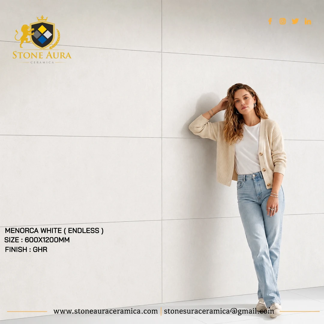 Menorca White Endless 600x1200mm Tiles - 
                                      Stone Aura Ceramica
                                     